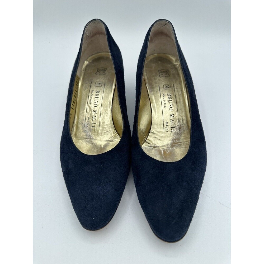Vintage Italian Bruno Magli Dark Navy Suede Pump 6.5